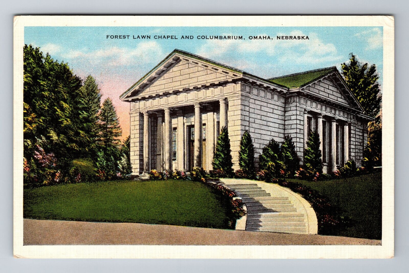 Omaha NE-Nebraska, Forest Lawn Chapel, Columbarium, Antique Vintage Postcard