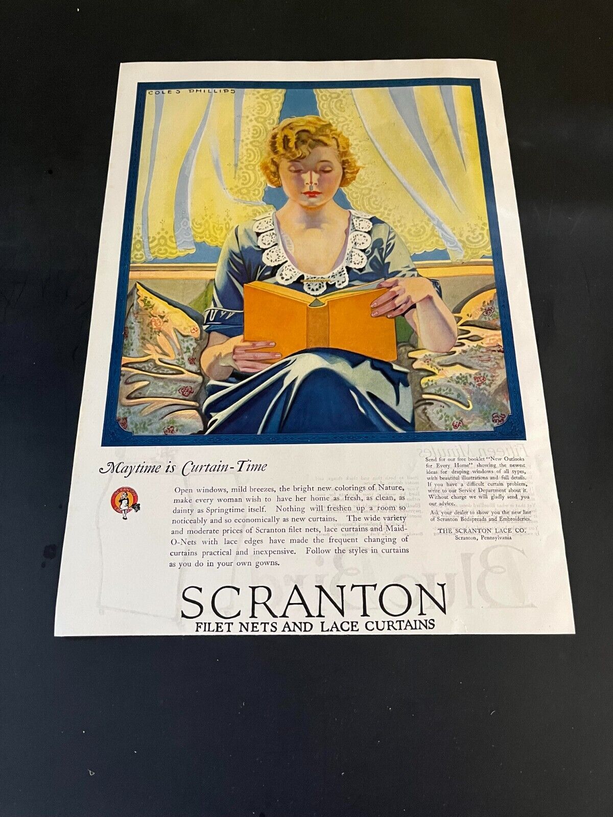 SCRANTON LACE CO. - FILET NETS AND LACE CURTAINS ( 1920\'S ) - VINTAGE PRINT AD