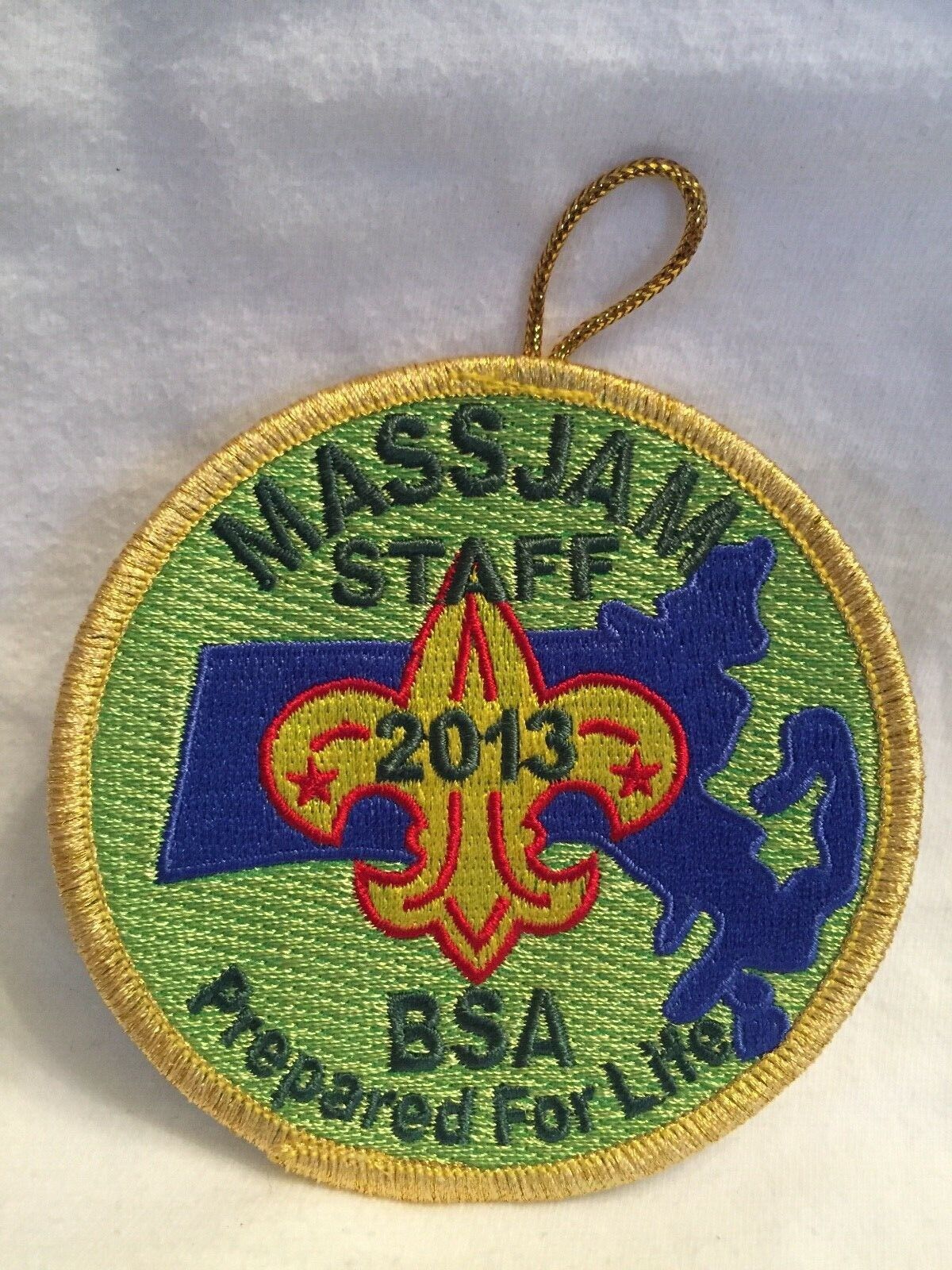 (61) Boy Scouts -   2013 MassJam STAFF patch (Barnstable Fairgrounds, MA)