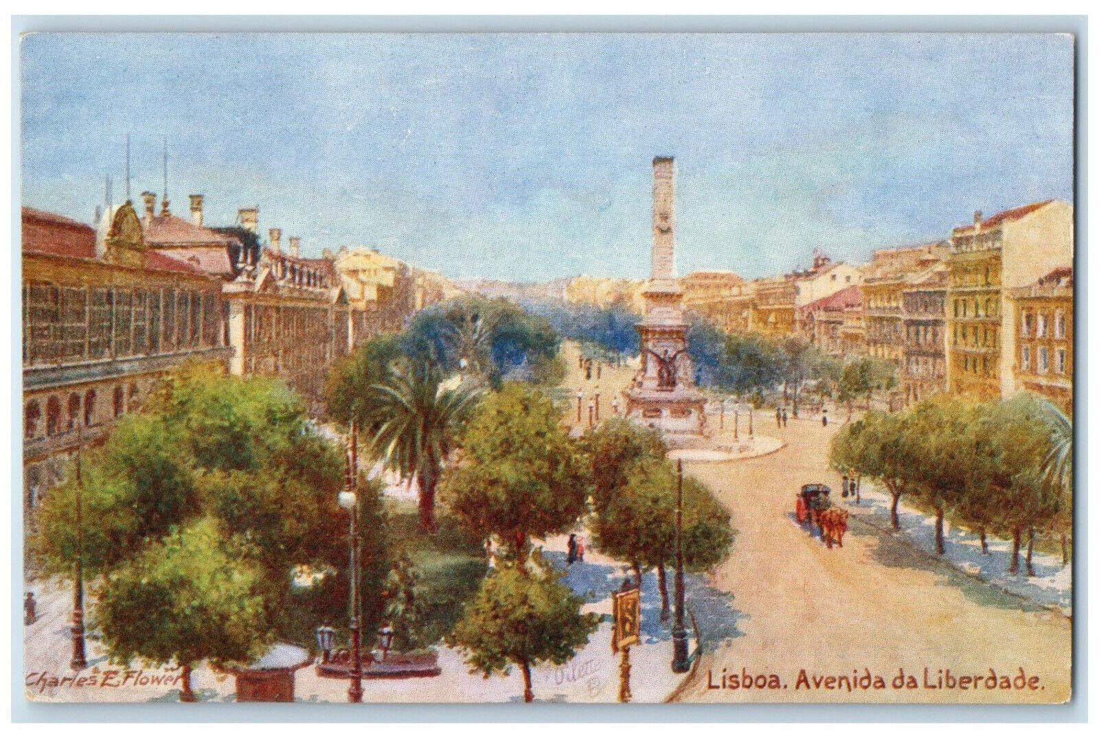 c1910 Lisboa Avenida Da Liberdade Portugal RMSP Oilette Tuck Art Postcard