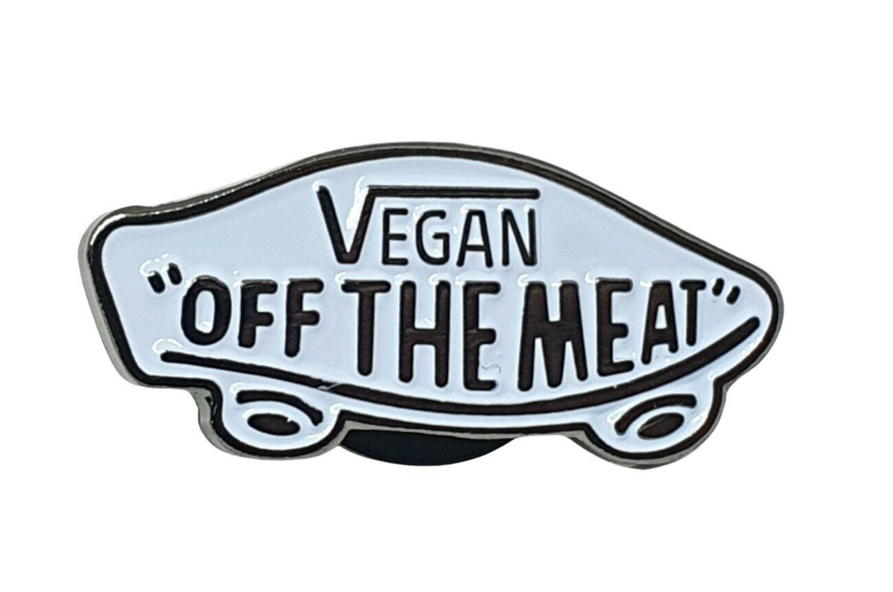 Vegan Pin Badge Vegan OFF THE MEAT Enamel Brooch Gift Quirky Statement Badge