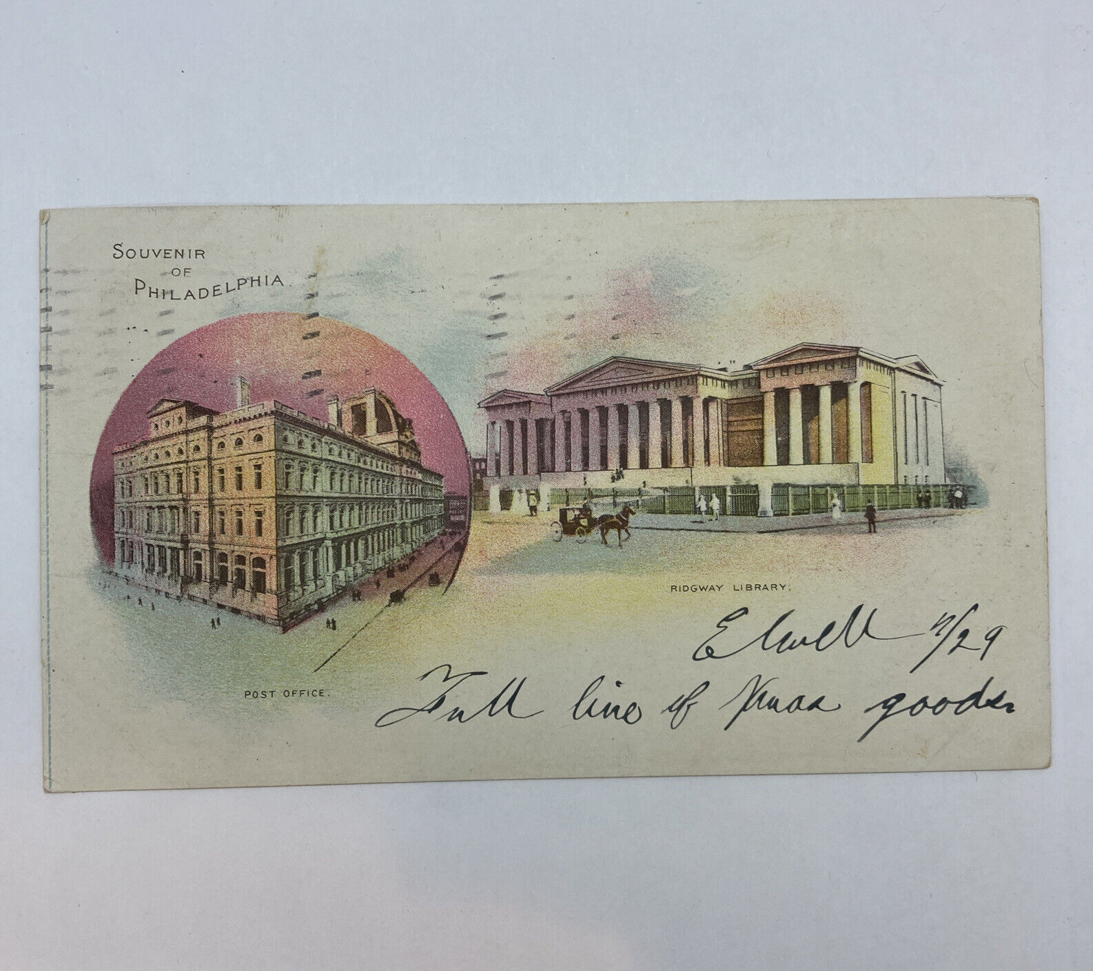 1905 PA Postcard Mailing Card Souvenir of Philadelphia multi-view / Rare Colored