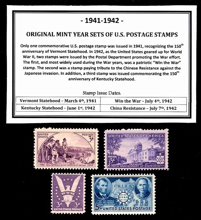 1941-1942 YEAR SET OF MINT -MNH- VINTAGE U.S. POSTAGE STAMPS