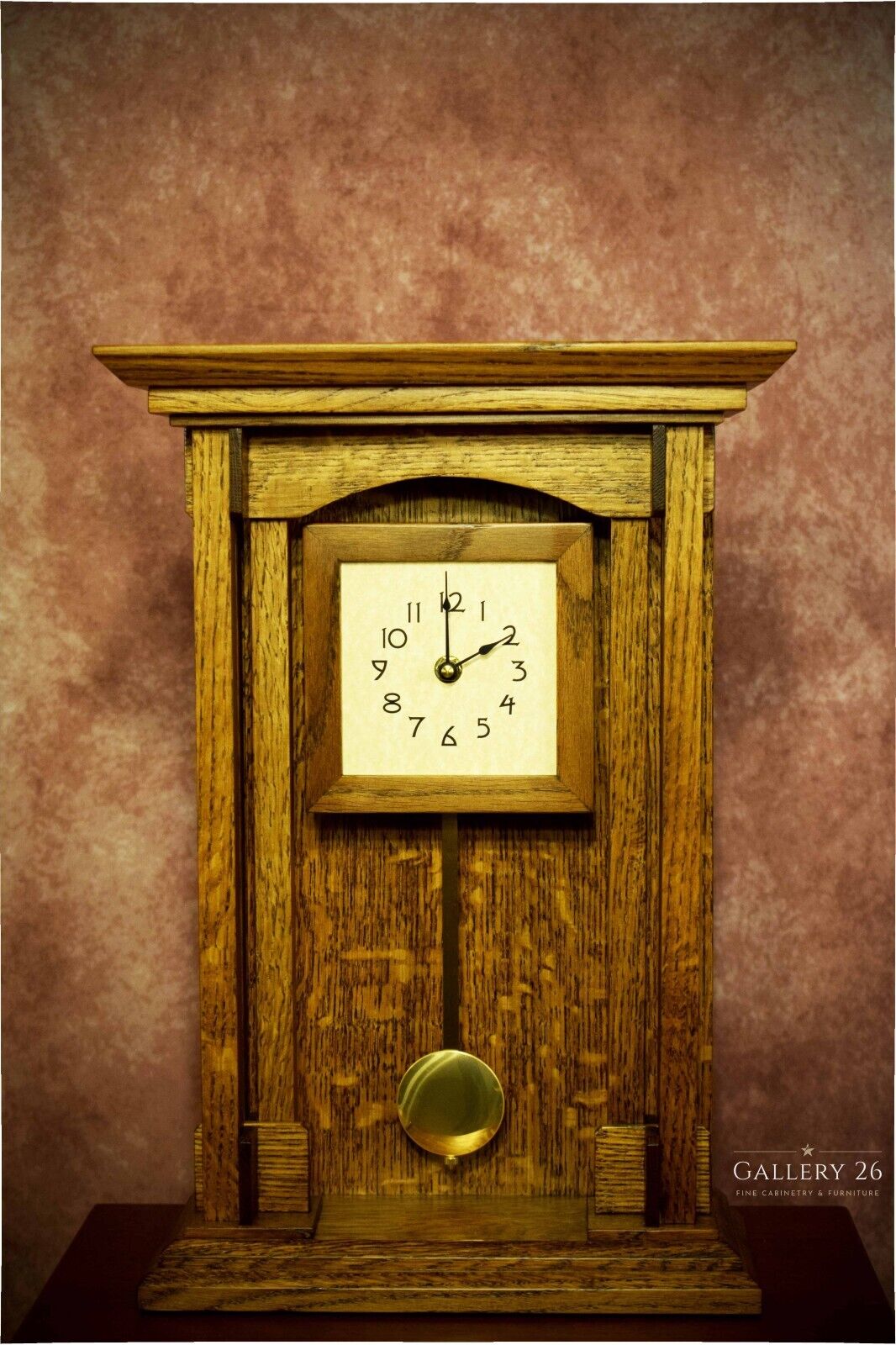 Arts and Crafts Style Quartersawn White Oak Pendulum Clock