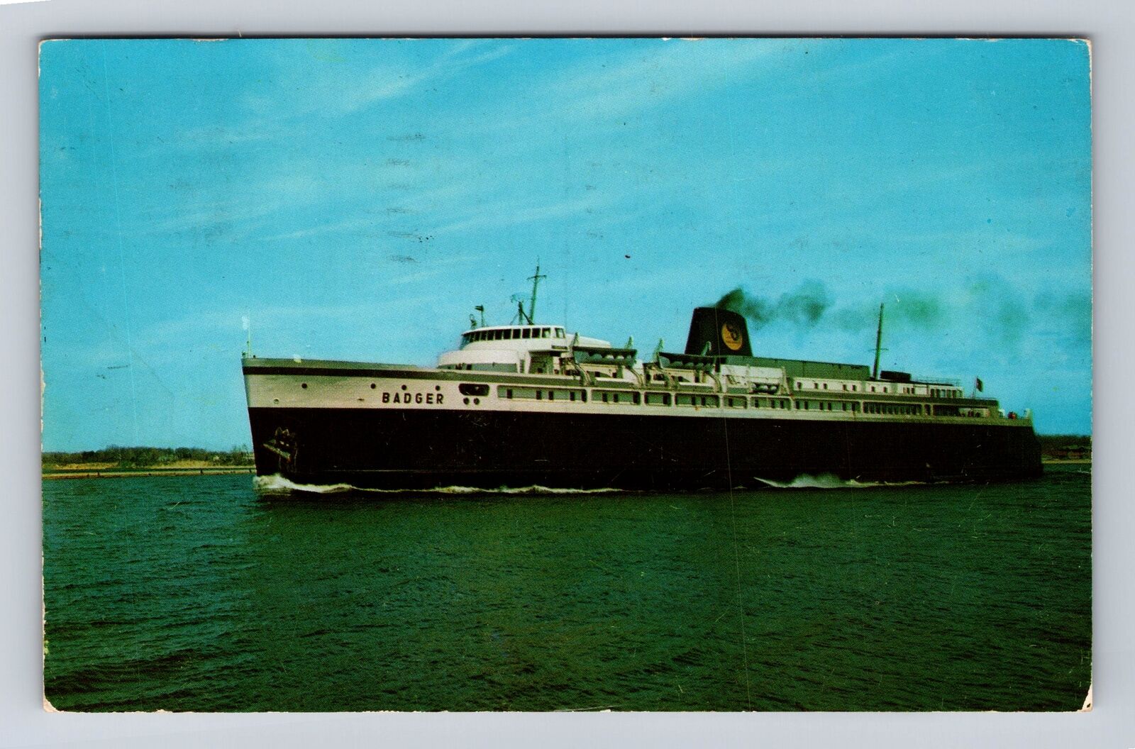 Ludington MI-Michigan, the Badger, Passenger Auto Ferry, Vintage c1959 Postcard