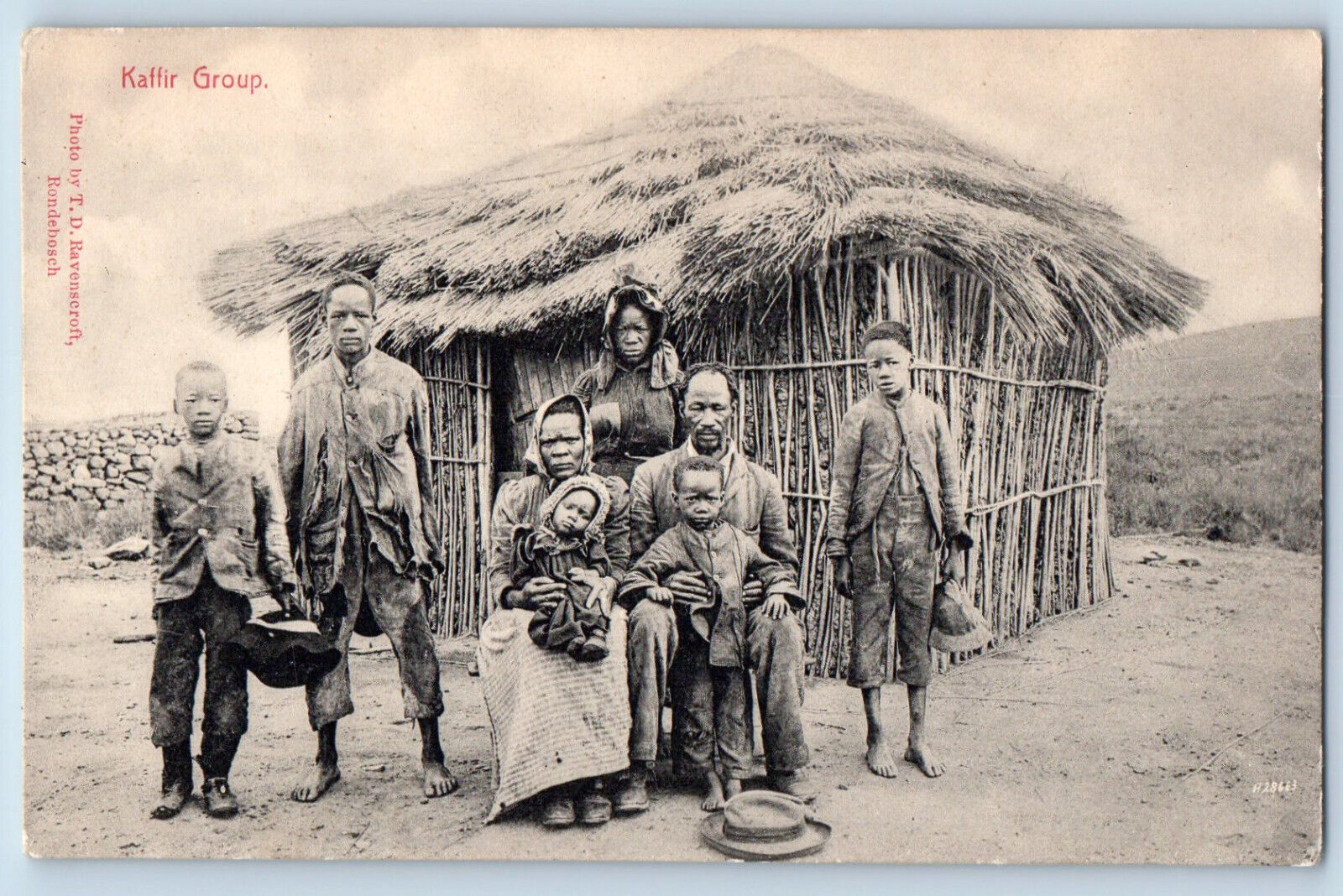 South Africa Postcard Kaffir Group Native Family c1910 Unposted Antique