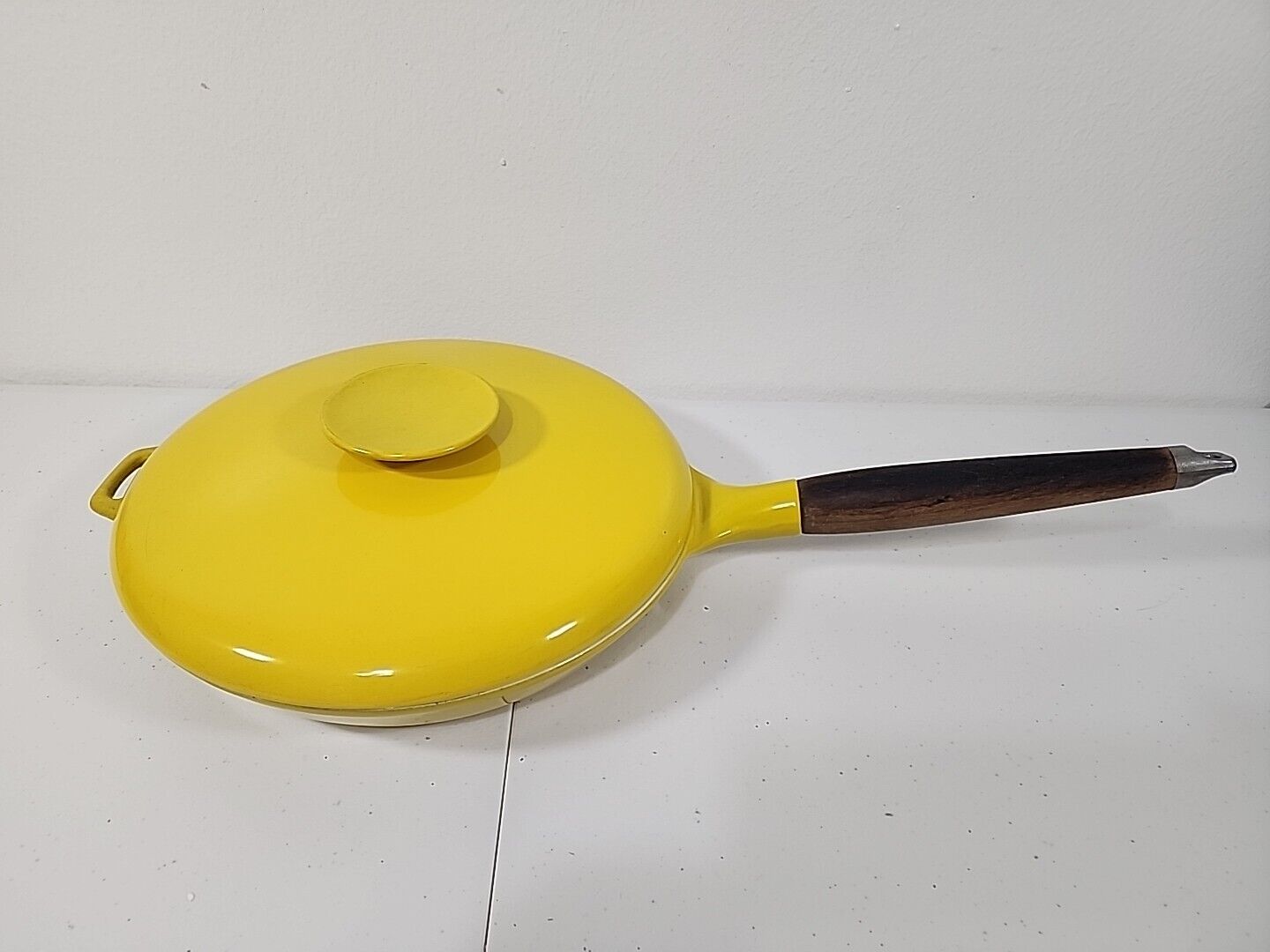 Vintage Copco MCM Yellow Enamel Skillet Frying Pan 10\