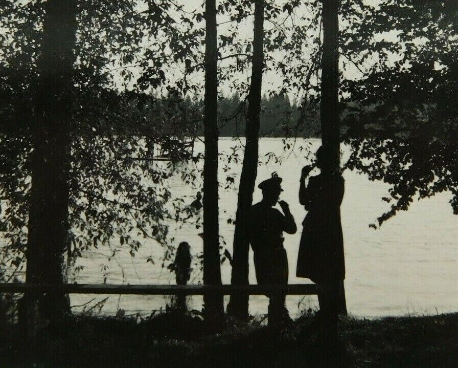 Lake McGregor Kalispell MT Couple Enjoying the Lake Real Photo Vintage Postcard