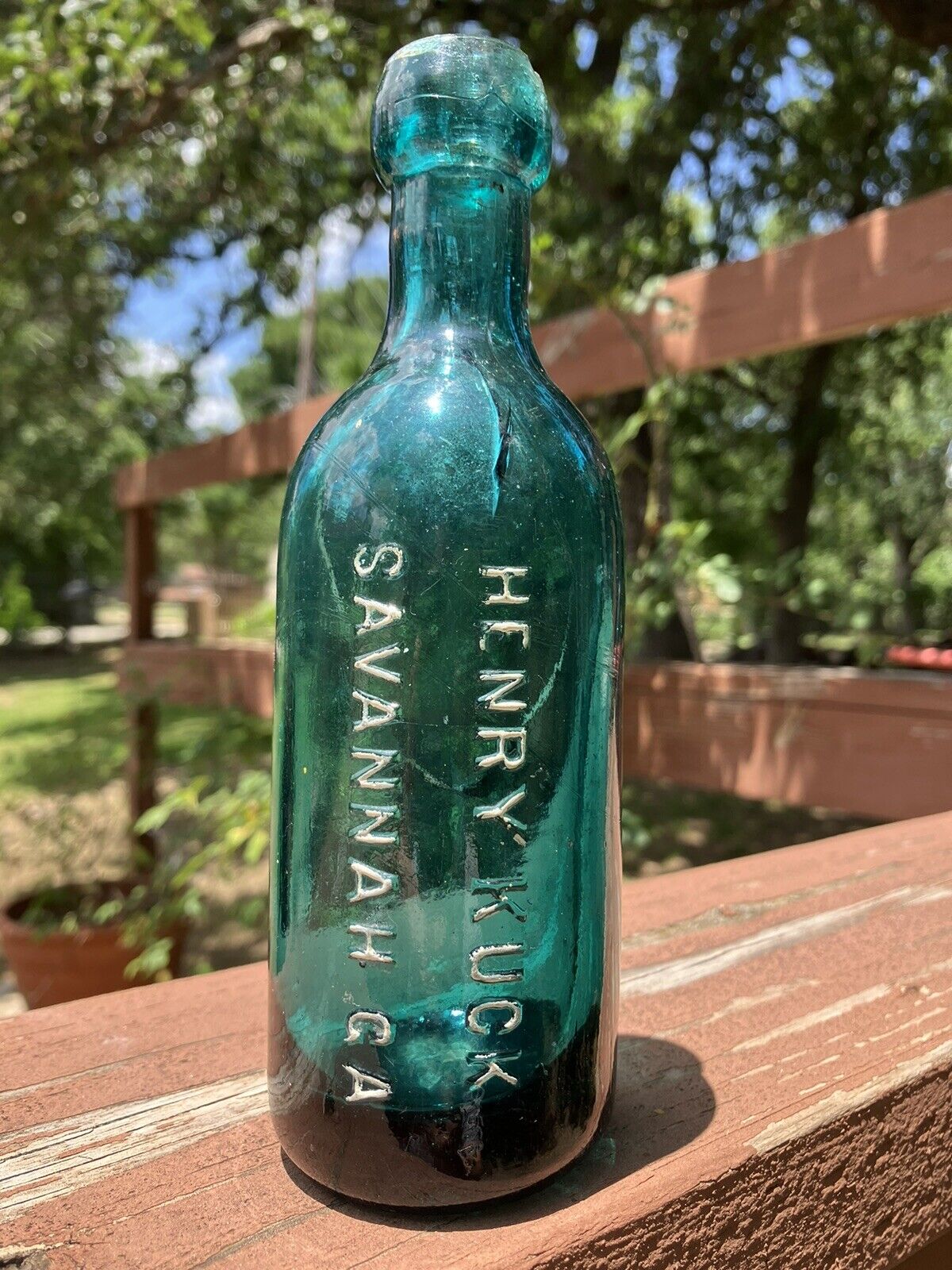 Antique Savannah Georgia Bottle Henry Kuck Ginger Ale Rare As Is Colored Soda