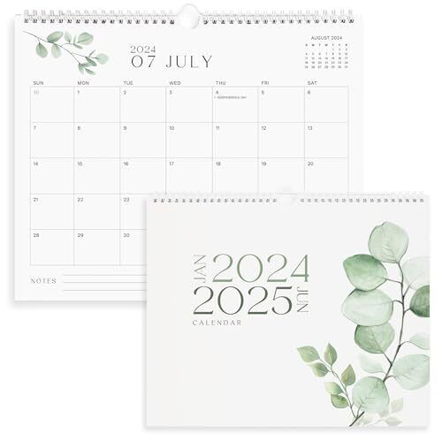 Elegant Botanical 2024 Wall Calendar Spiral Bound  Greenery (Jan 24  Jun 25)