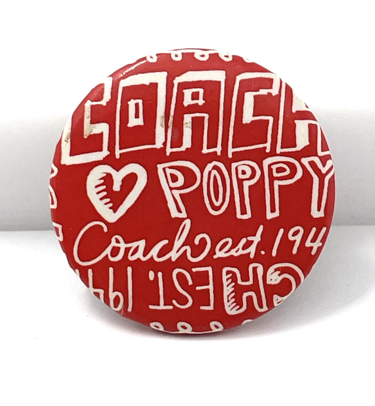 Vintage Coach Love Poppy Pin Pinback Button Brooch *149-E5