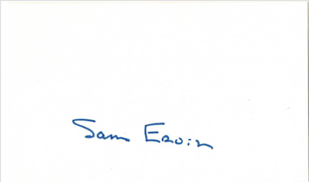 Sam Ervin US Senator signed index card AMCo COA 19593