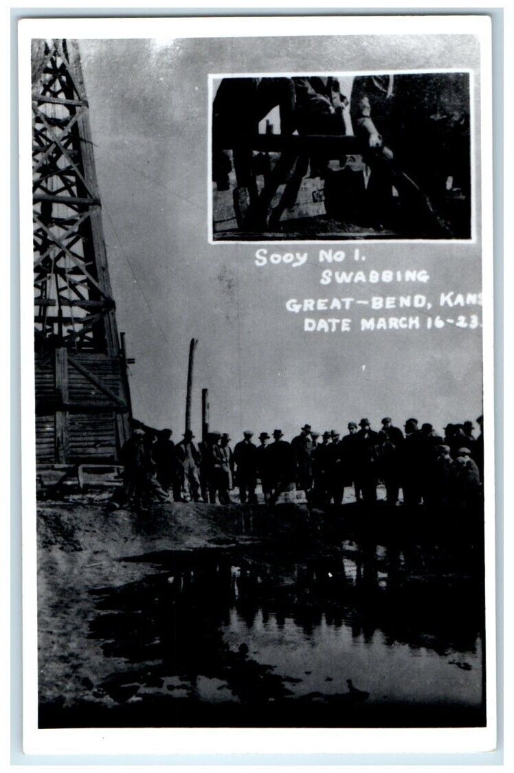 c1950's Sooy #1 Swabbing Occupational Great Bend Kansas KS RPPC Photo Postcard