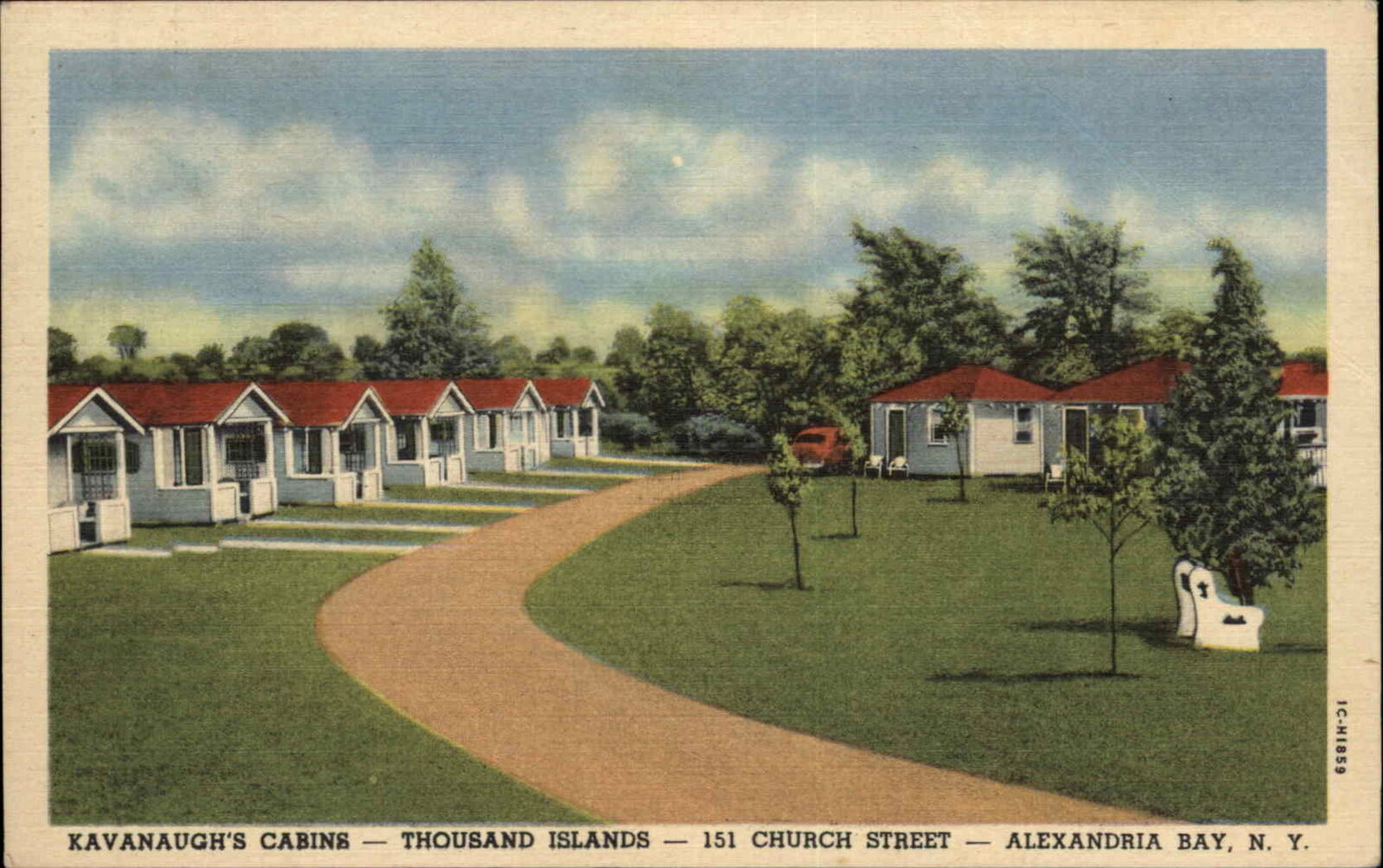 Alexandria Bay New York NY Kavanaughs Cabins c1940s-50s Linen Postcard