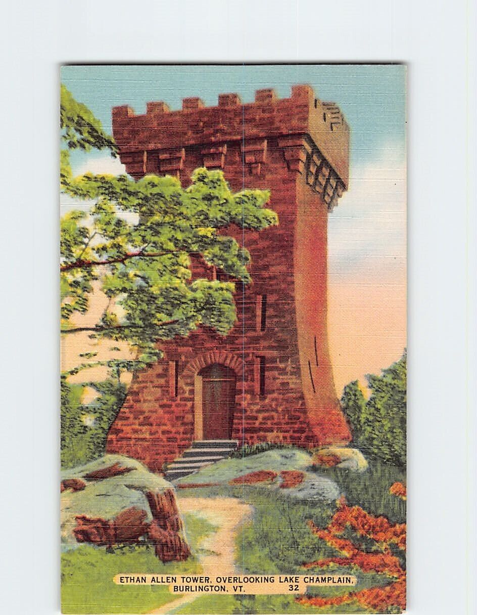Postcard Ethan Allen Tower Overlooking Lake Champlain Burlington Vermont USA