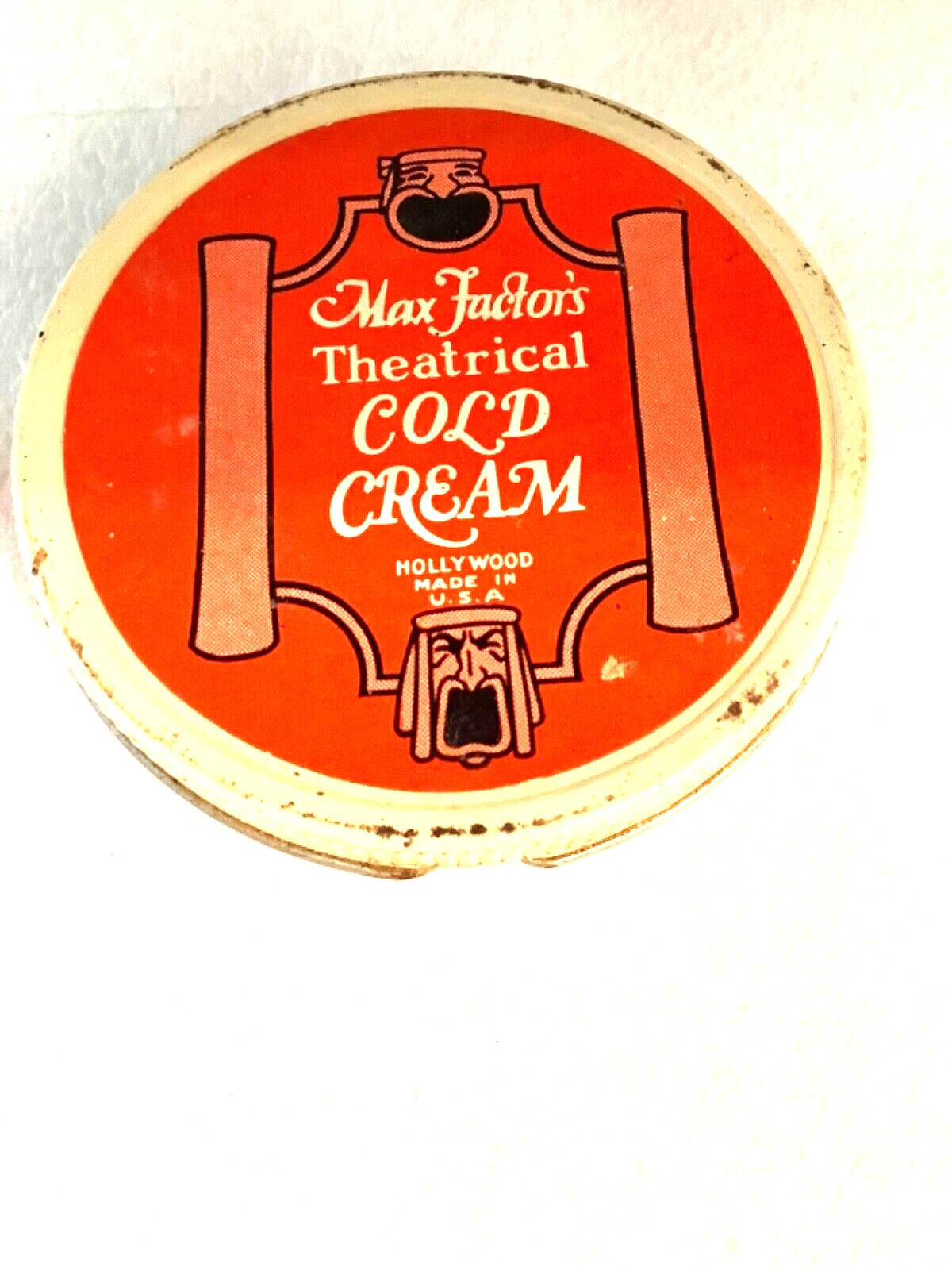 1920s MAX FACTOR'S THEATRICAL COLD CREAM TIN HOLLYWOOD USA Vintage Antique 💋