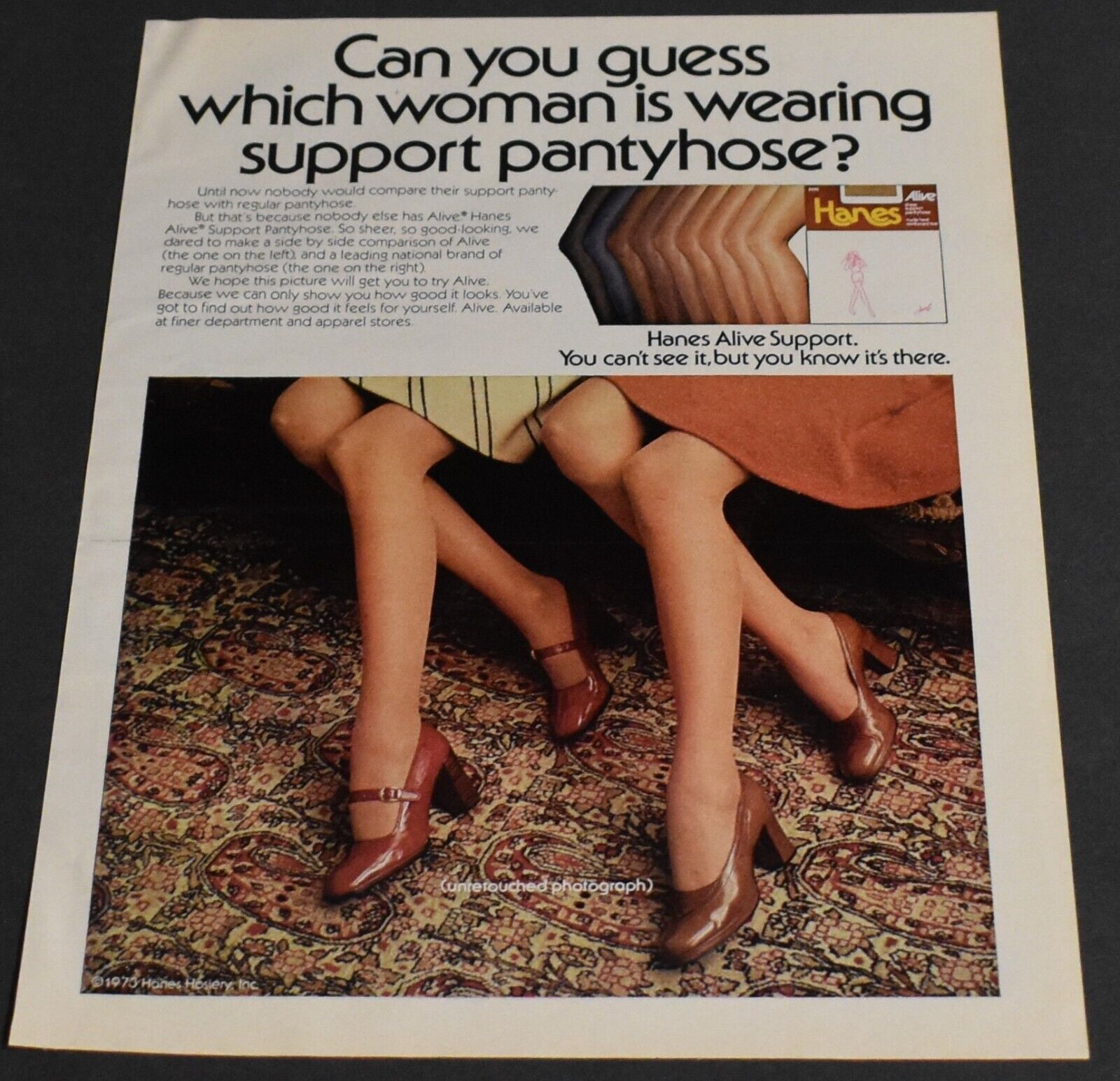 1974 Print Ad Sexy Heels Fashion Long Legs Lady Hanes Alive Pantyhose Hosiery