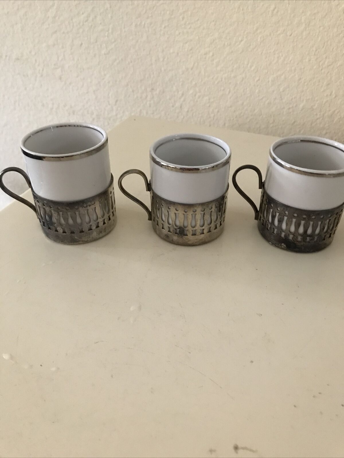 Vintage Unique Brazilian Veracruz Demitasse Expresso (3 sets) Cups And Holders