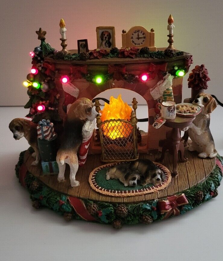 Danbury Mint Beagles Light Up Christmas Fireplace \