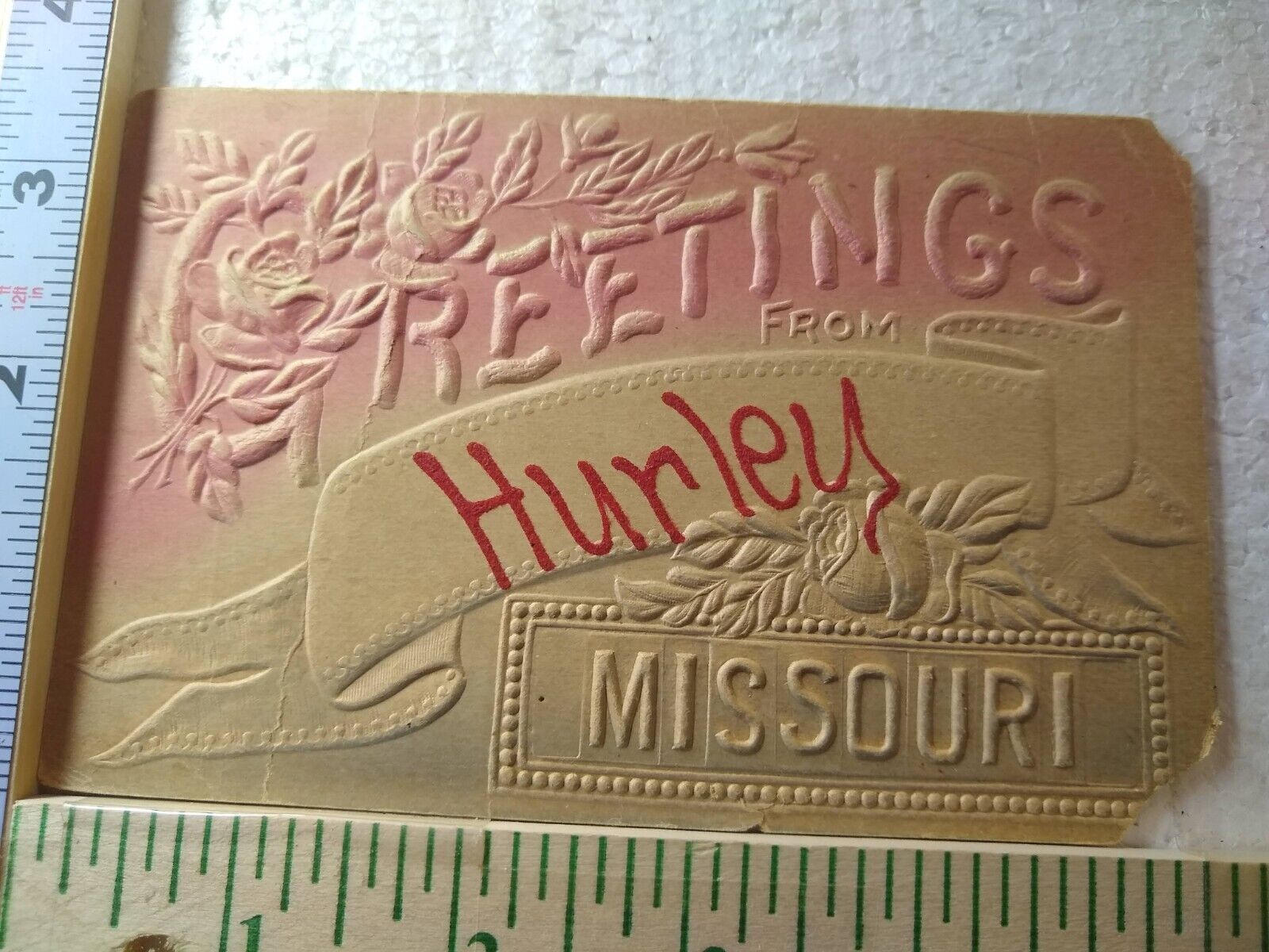 Postcard Greetings from Hurley Missouri USA Embossed Card