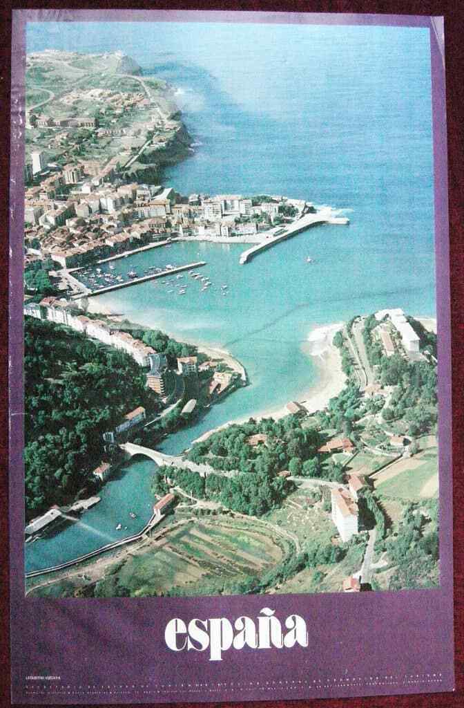 1980 Original Large Poster Spain Espana Lekeitio Biscaya Sea Vintage