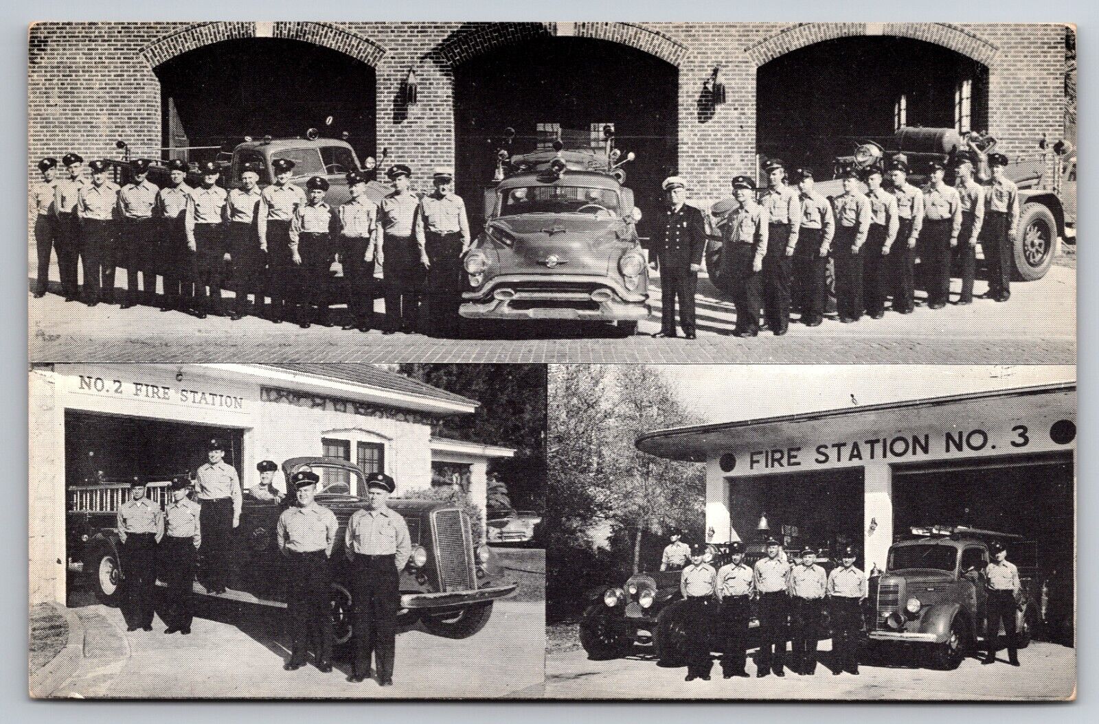 Fire Station Old Fire Truck Clearwater Florida FL Chrome 1955 Postcard