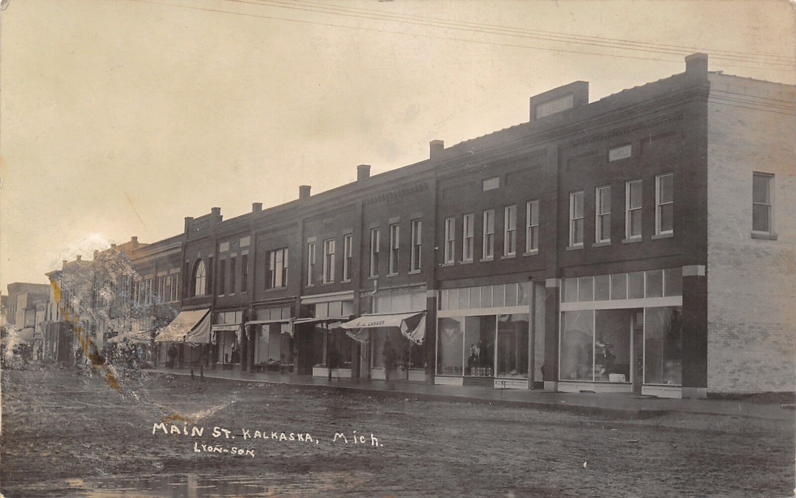 Kalkaska Michigan~Main Street~Lehner Building Block~JP Carson Store~1910 RPPC