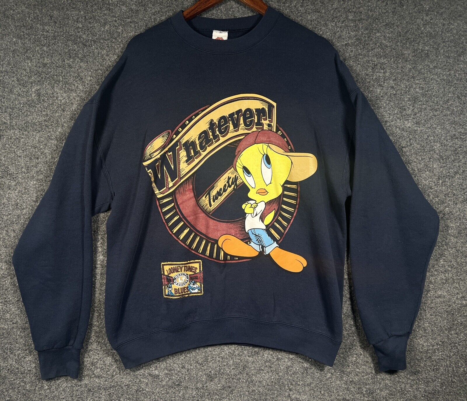 VTG Looney Tunes Whatever Tweety Bird Warner Bros 1997 XL Pullover Sweatshirt