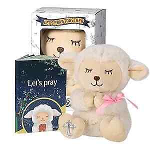  Baptism Gifts for Baby Girls with 7\'\' Cute Plush Lamb and Pray Book, Pink-lamb