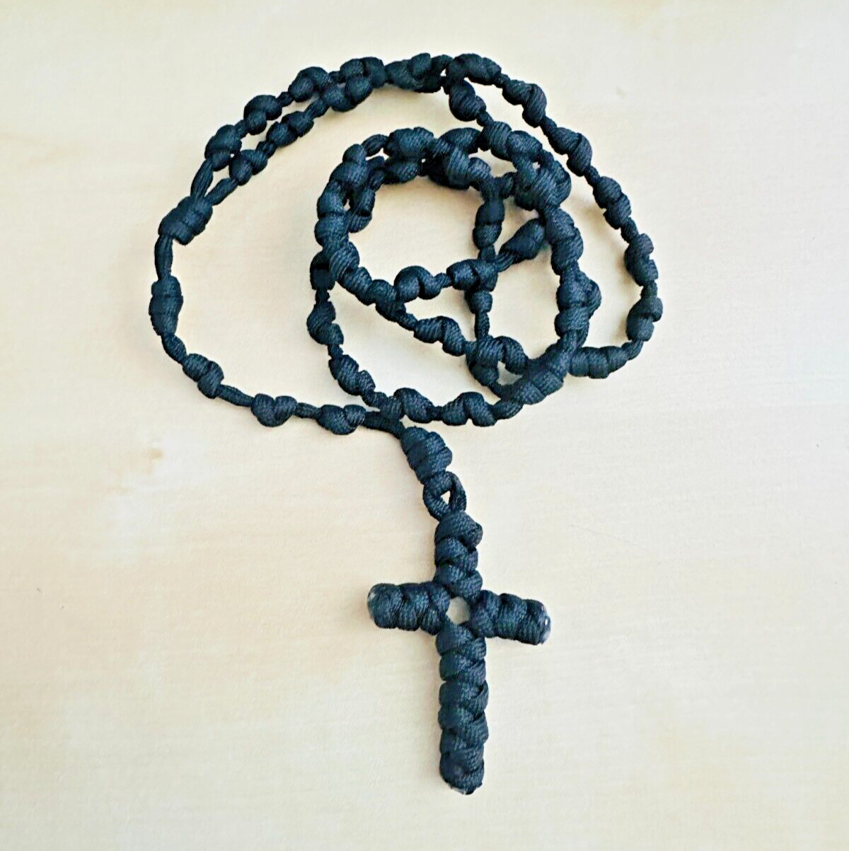 Handmade Paracord Rosary Beads Rosary Rugged Necklace Black Knot Rosary Necklace