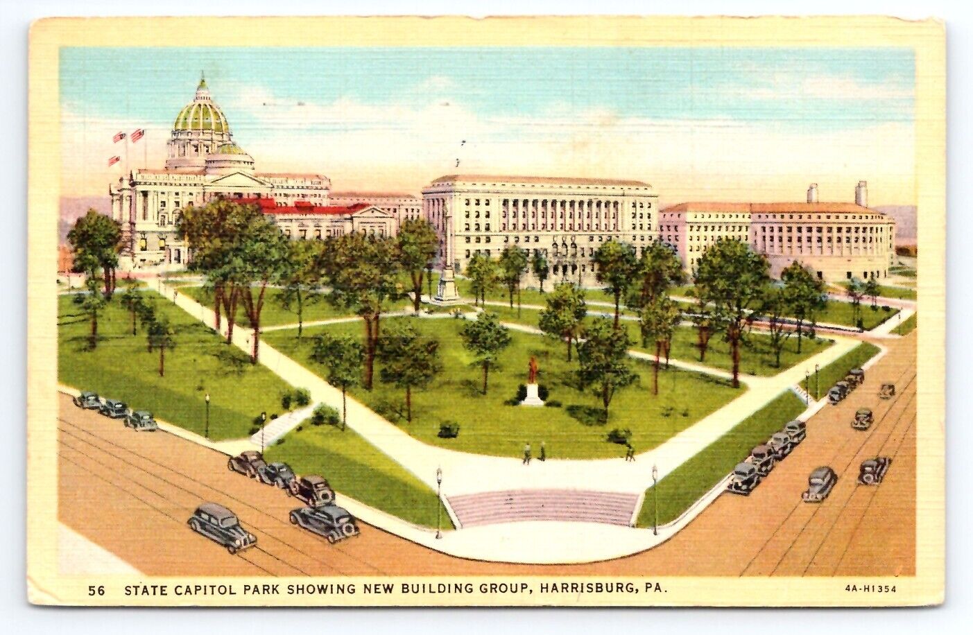 State Capital Park New Building Group Harrisburg PA Posted 1944 Postcard