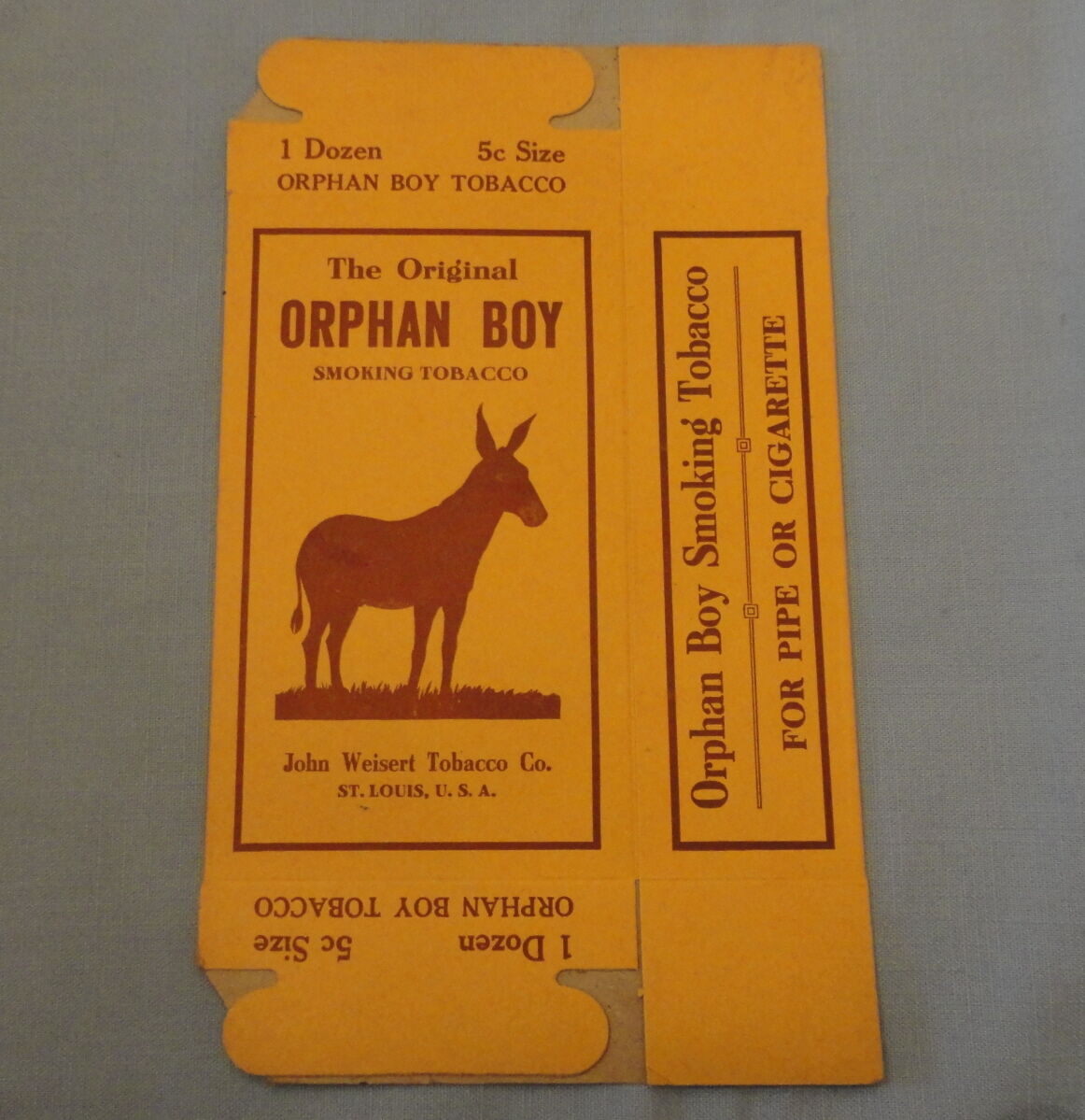 Antique Orphan Boy Tobacco Box -  Unused - ready to fold into box