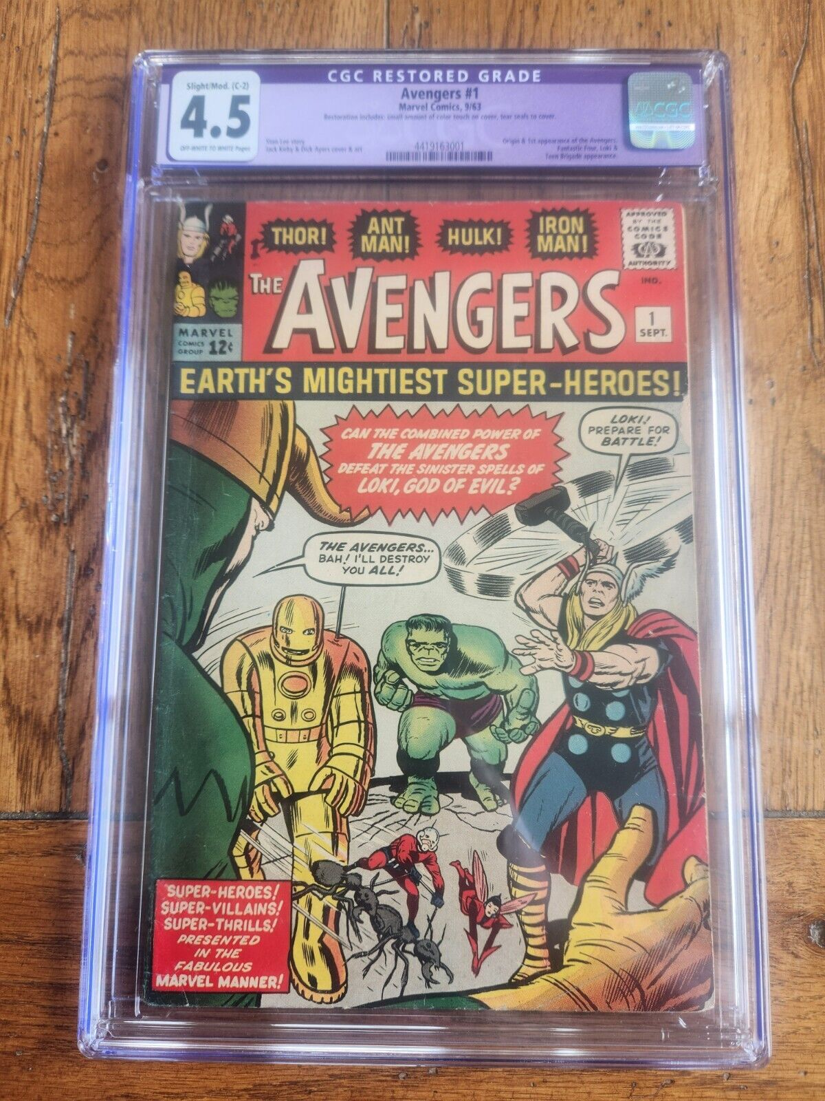 Avengers #1 CGC GD- 4.5 (Restored) Thor Captain America Iron Man Hulk