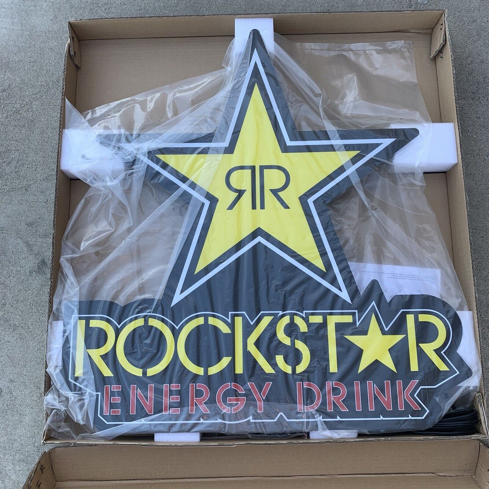 New NOS Rockstar Energy Drink Electric Led Light Wall Sign 31” Tall 27” Wide