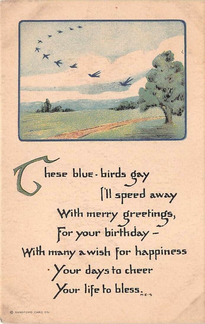 Sandford Card Arts Crafts Quotation Postcard Bird Formation 1913 Antique Vintage