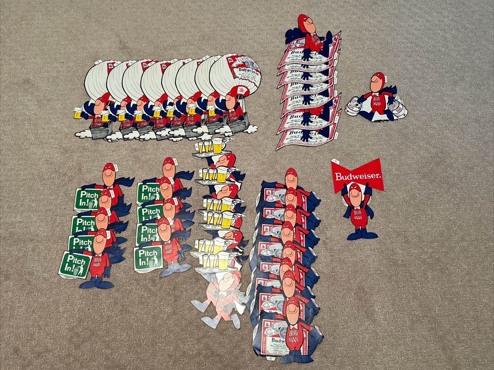 Lot Of 38 Vintage Unused Anheuser-Busch Budweiser Bud Man Large Stickers