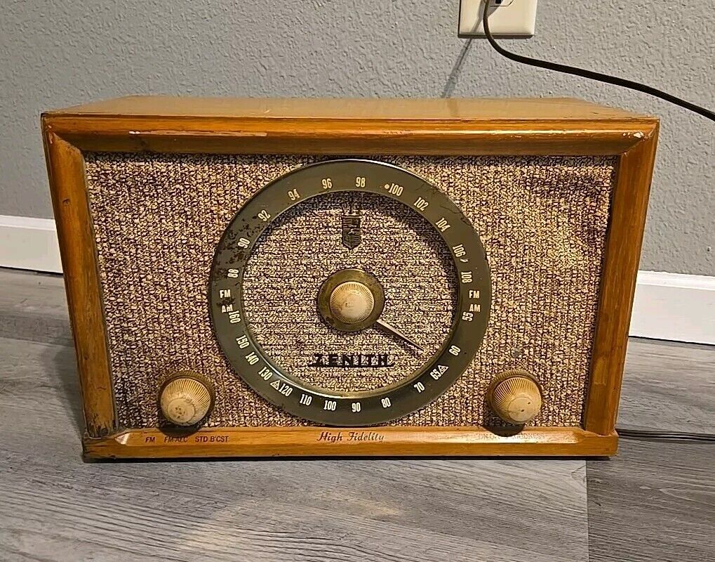 1950s Zenith Tube Radio AM/FM Vintage Wooden High Fidelity Wood See Video
