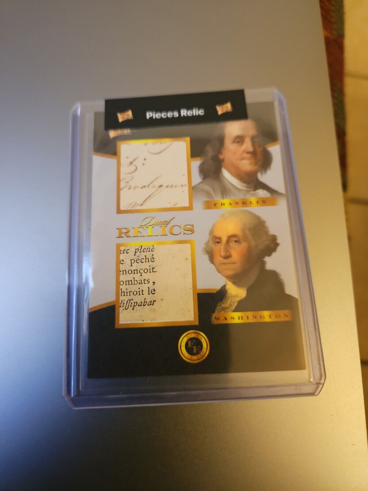 2023 Pieces of the Past Dual Relics B. Franklin/G. Washington Hand Written 