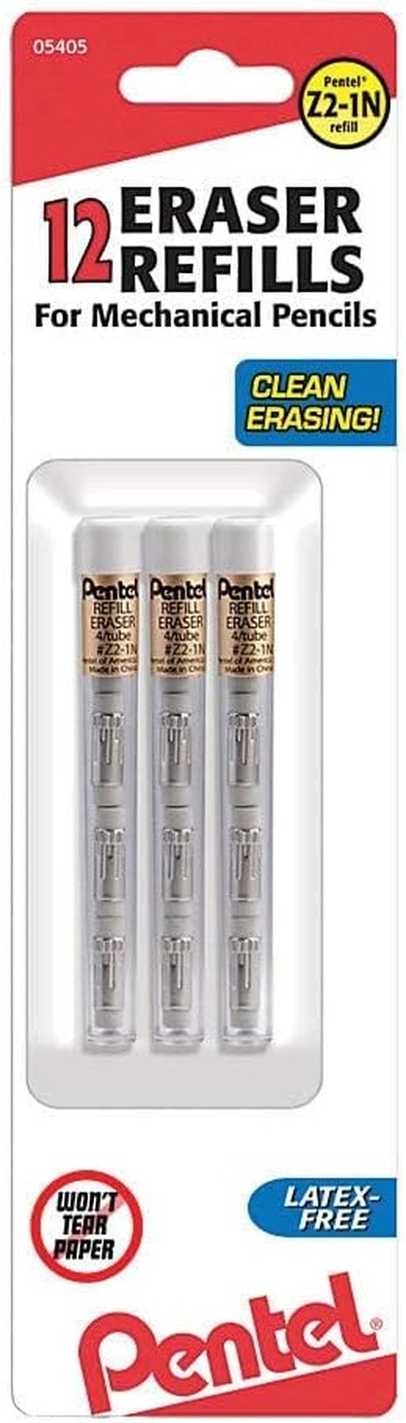 ® Eraser Refills for Mechanical Pencils, White, Pack of 12