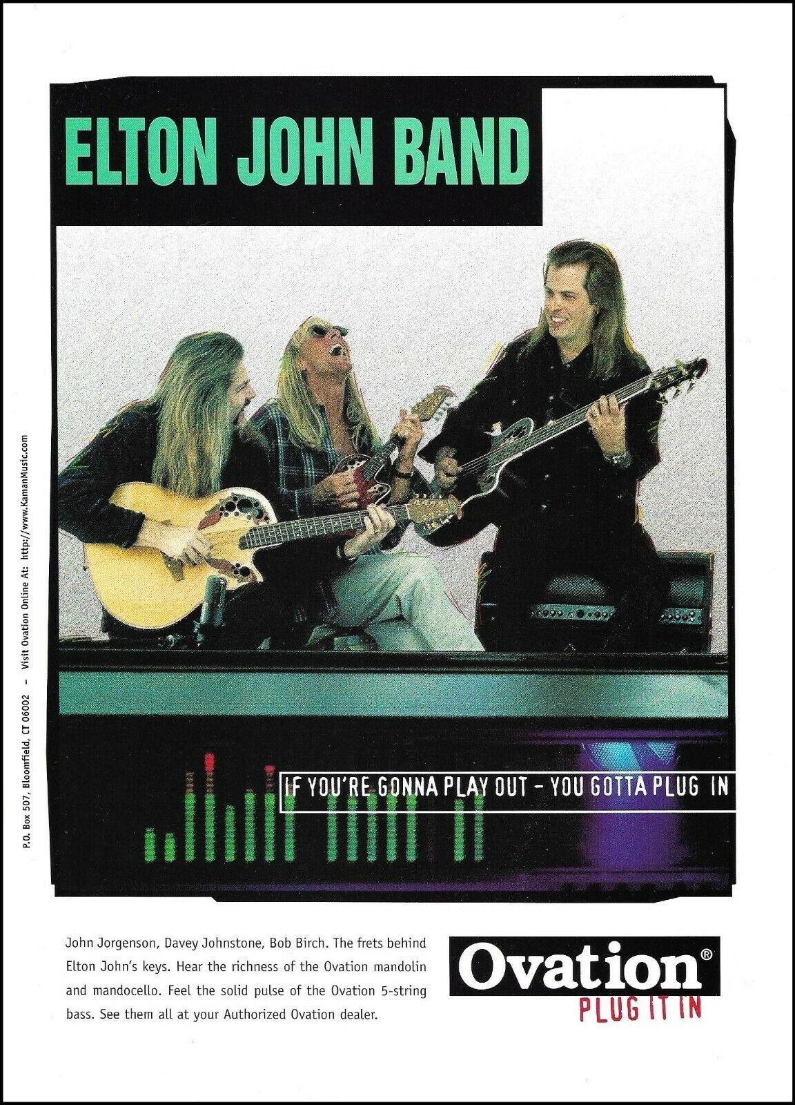 Elton John Band John Jorgenson Davey Johnstone Bob Birch 1997 Ovation guitar ad