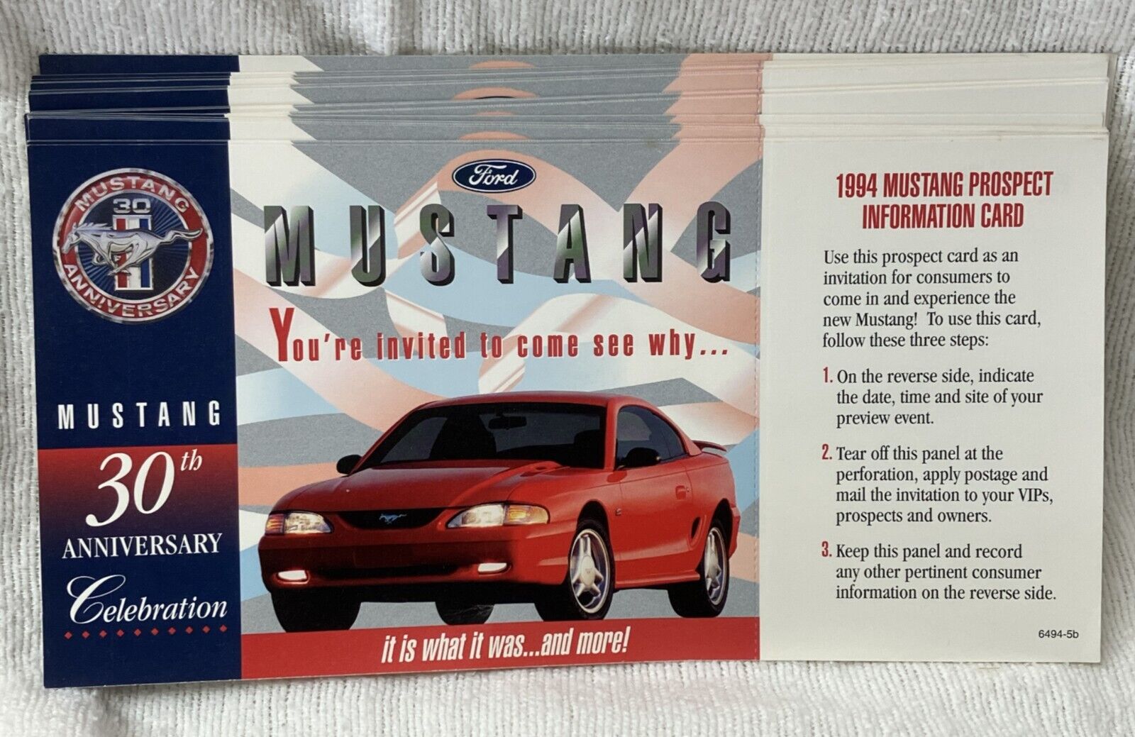 Ford Mustang 30th Anniversary Celebration Registration Card