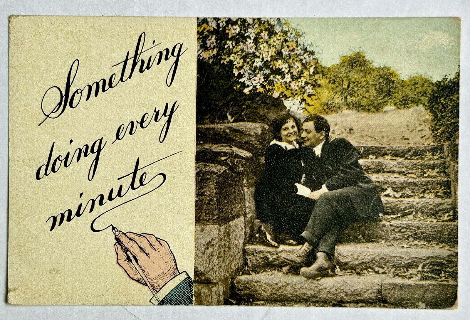 Something Doing Every Minute. Love Romance Postcard. Early 1900s