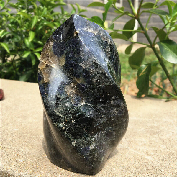 698g  Very Rare Blue AZURITE in K2 JASPER Granite Freeform flame Madagascar X128