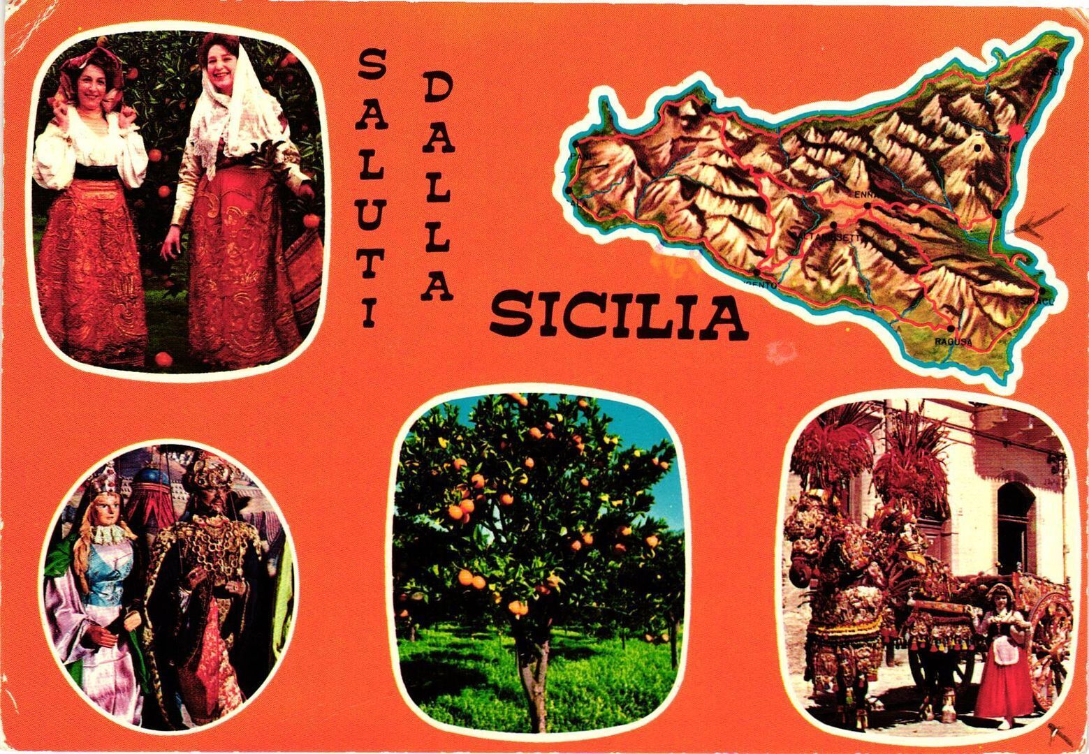 Vintage Postcard 4x6- SCENES FROM SICILIA