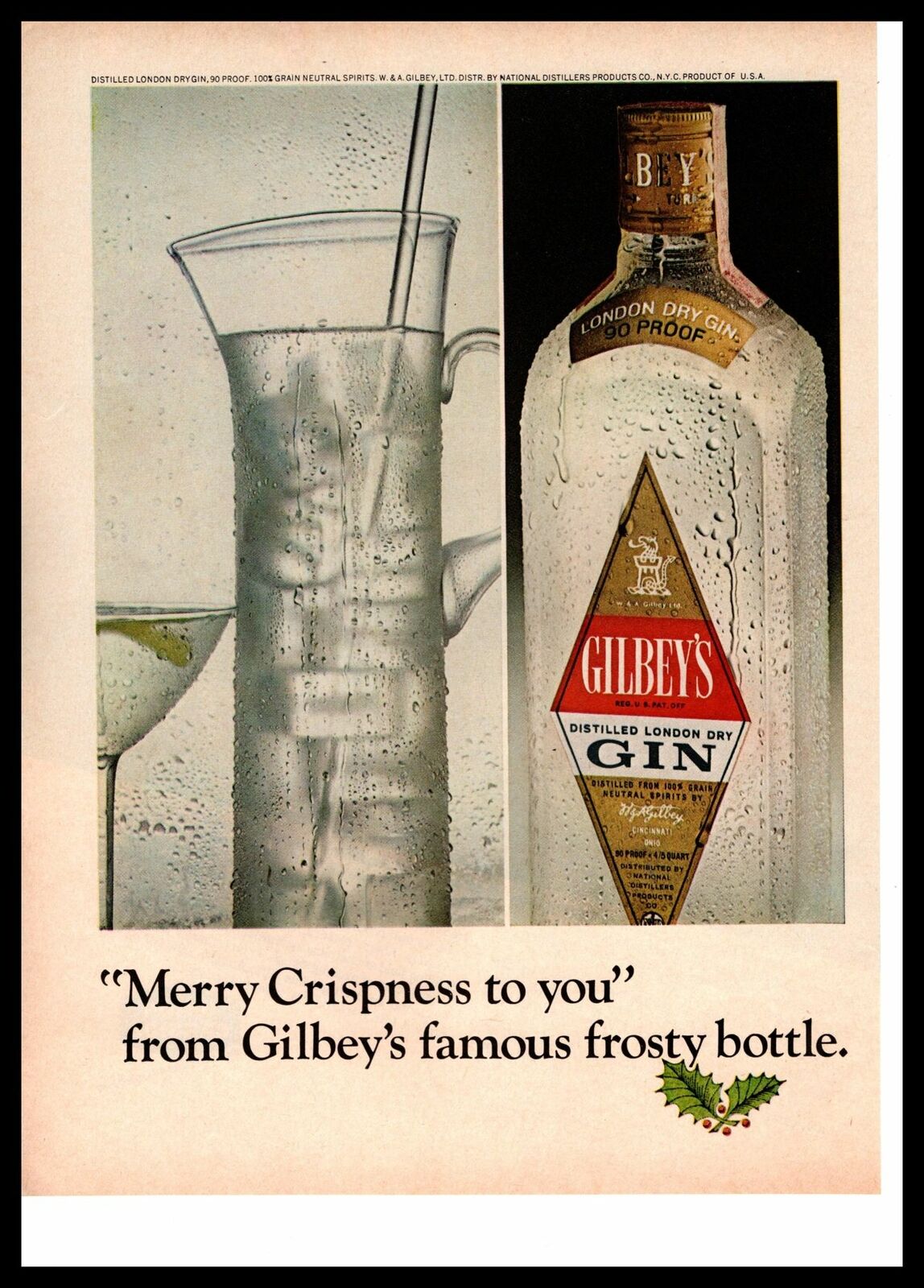 1966 Gilbey\'s London Dry Gin Bottle \