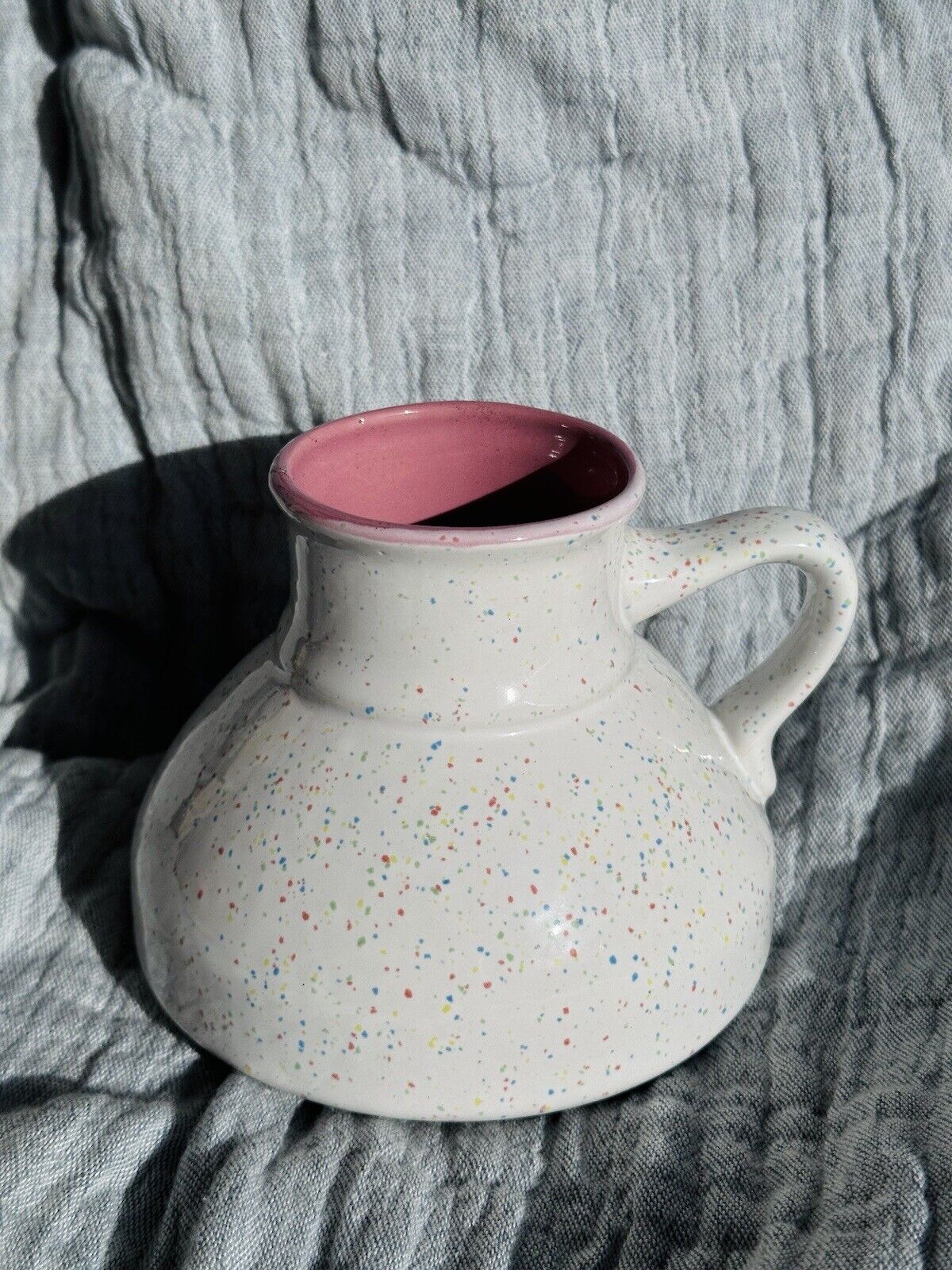 Vintage Ceramic Confetti Speckled Heavy Bottom No Spill Coffee Mug Vase
