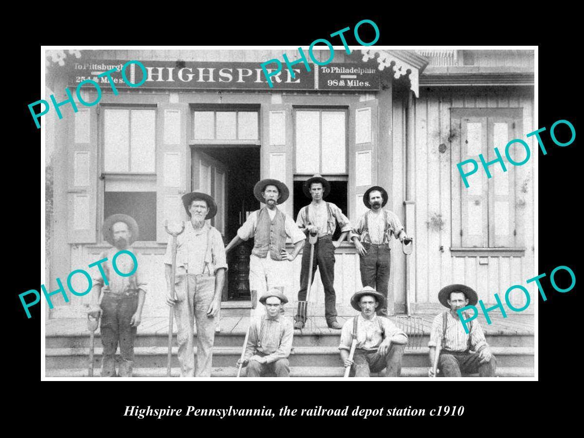 OLD LARGE HISTORIC PHOTO OF HIGHSPIRE PENNSYLVANIA THE RAILROAD STATION c1910