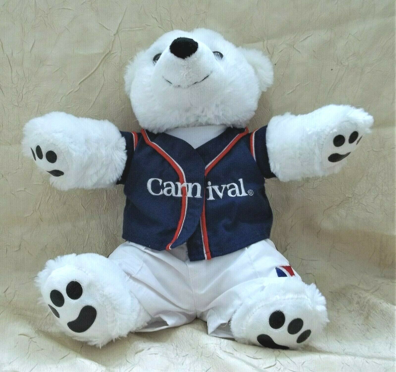 Carnival Cruise Line White Teddy Bear Plush Toy In Carnival Uniform
