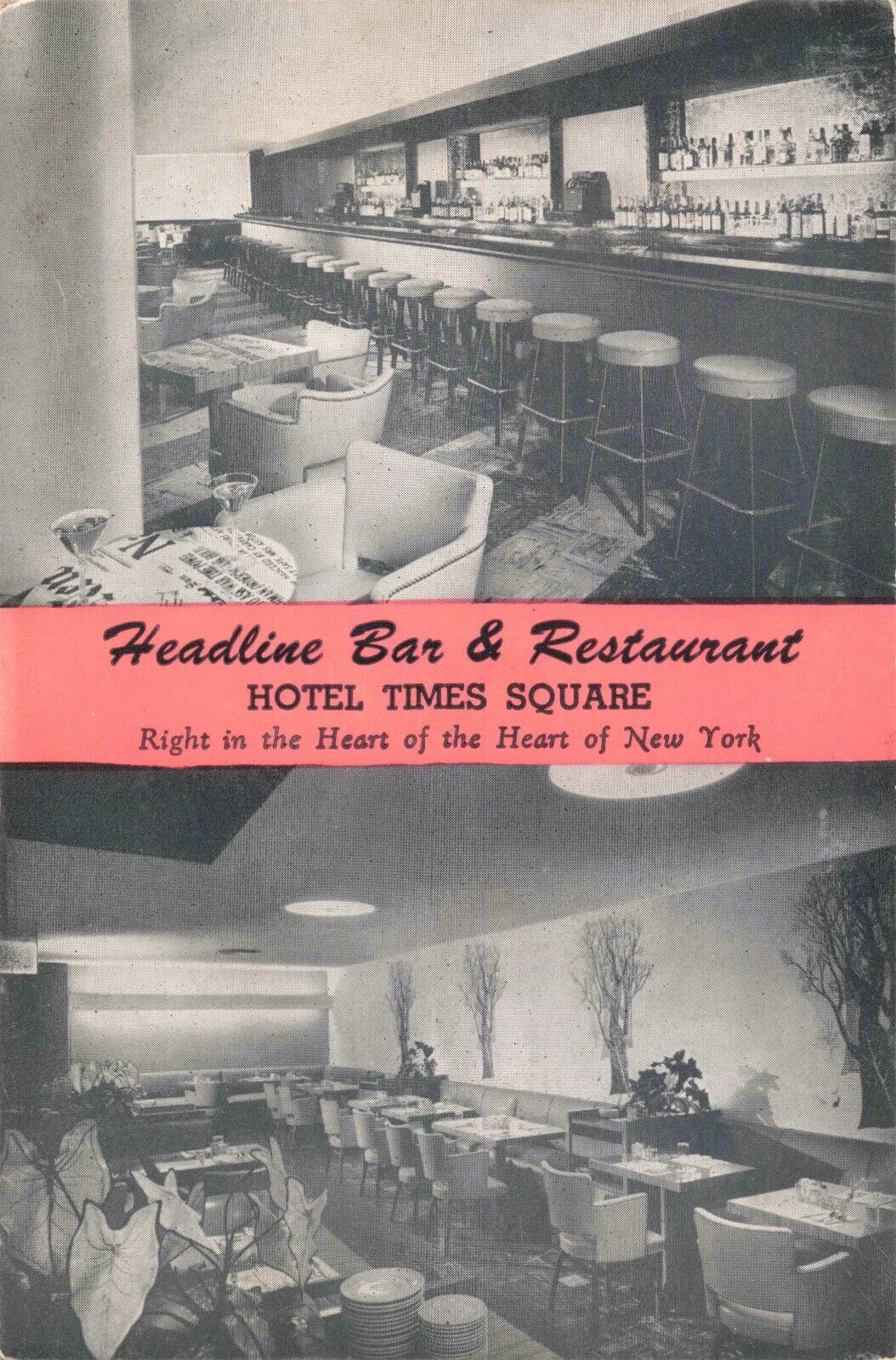 Headline Bar & Restaurant Interior New York Martini Liquor Vintage Unposted 542