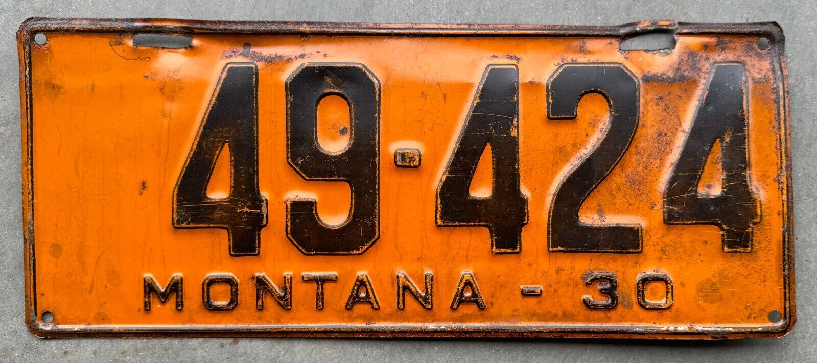 1930 Montana License Plate - Rustic - Original Paint
